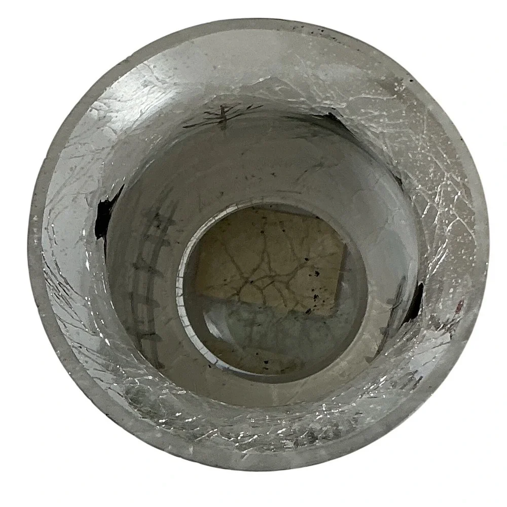 Yankee Candle Votive Crackle Glass Hurricane Candle Holder Winter Christmas 5.5